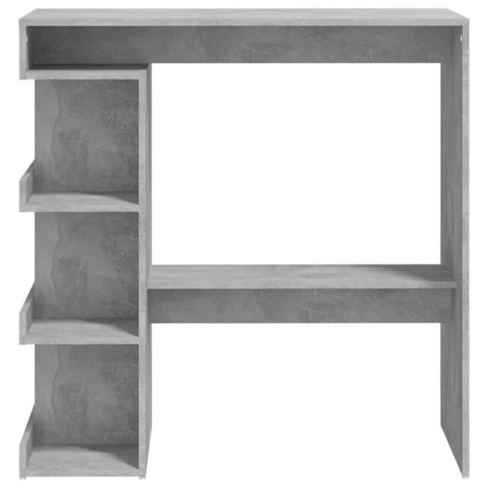 abb table de bar étagère de rangement gris béton 100x50x101,5 cm - qqmora - air67648