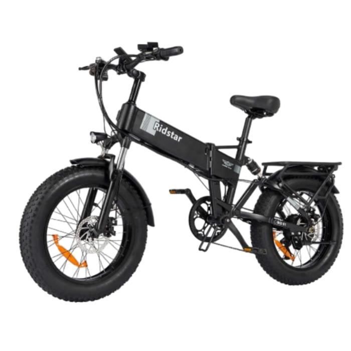 velo electrique Pliable Ridstar H20 Autonomie 120km Moteur 500W Fat bike tout suspendu SHIMANO 7 Vitesses Batterie 48V13AH Noir