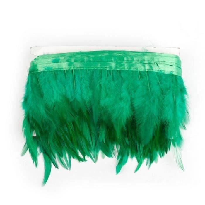 Lucky-Green -Plumes De Faisan Naturelles1mruban à Frangesgarniture Avec Ruban De Tachecouture