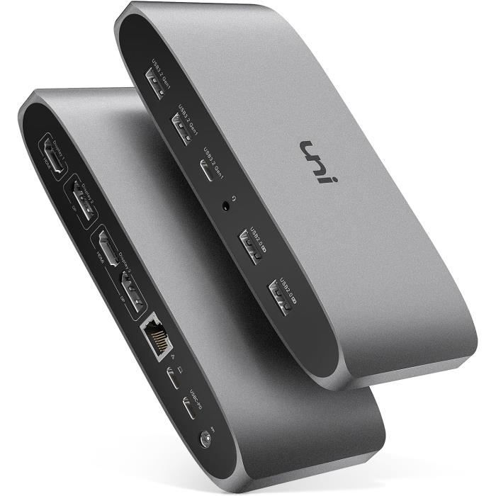Station D'accueil USB-C 4 écrans – 2x HDMI, DisplayPort, VGA – Pour Windows, Triple écran 4K – Sans Driver