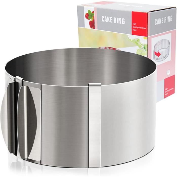 Cercle à Tarte Réglable En Acier Inoxydable TOKSEO - Hauteur 20 Cm, Diamètre 16-30 Cm, Pour Pâtisserie