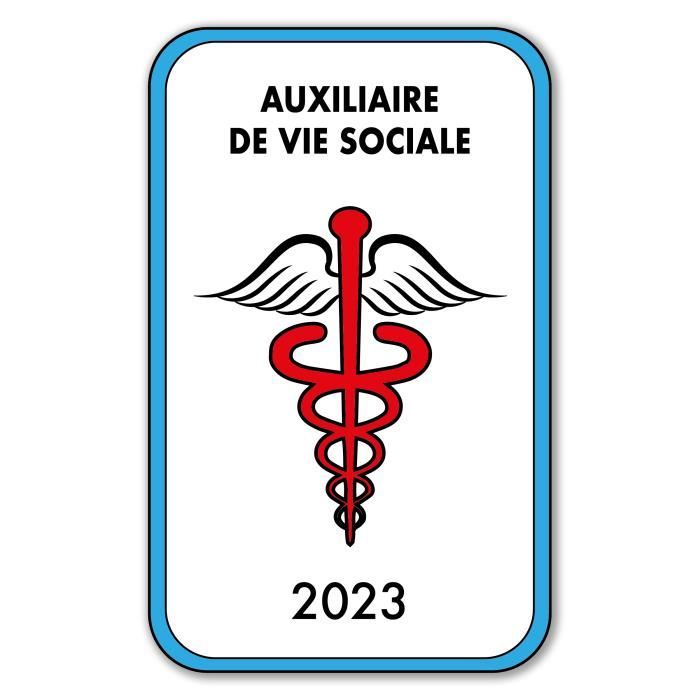 Autocollant Sticker - Vignette Caducée 2023 pour Pare Brise en Vitrophanie - V4 Auxiliaire de Vie Sociale Auxiliaire De Vie Sociale