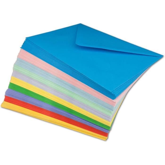 Enveloppes Multicolores C5 - Lot De 50 - 100g/m² - Sans Fenêtre - Pour DIY, Mariage, Noël