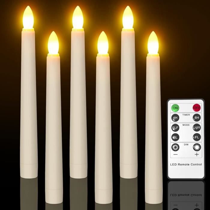 Bougies à LED, 6pcs à Piles LED Minuterie de Chandelle sans Flamme Bougies  Batterie Incluse, avec Télécommande pour la[S342] - Cdiscount Maison