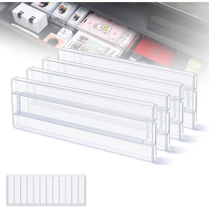 Lot 10 Séparateurs De Tiroirs Réglables 32-56 Cm - Organisateurs Cuisine Armoire Bureau - Plastique ABS