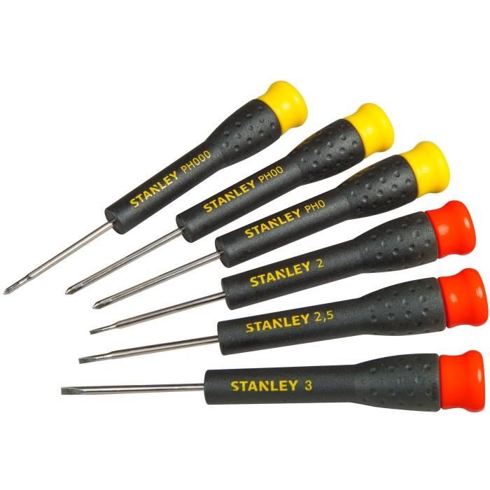 Stanley Jeu de 6 Micro Tournevis - STHT0-62632 - 3 Fente + 3 Phillips