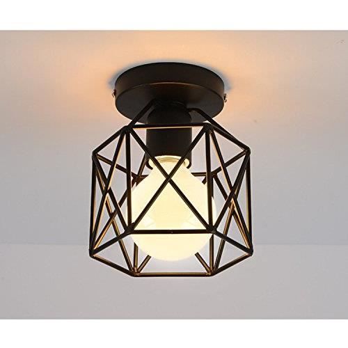 STOEX® Suspension Plafonnier Industrielle en Métal Noir Cage Fer Lustre pour Salon Chambre