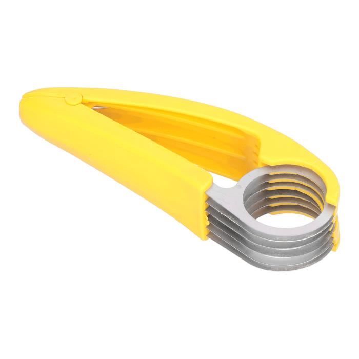 Coupe-Banane Multifonction YILANJIN Acier Inoxydable - Trancheuse Fruits Jaune Pour Salades Et Collations