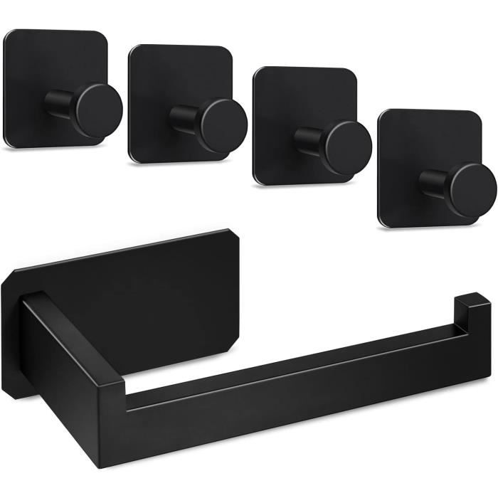 Lot De 2 Supports Rouleau Papier Cuisine Sans Perçage - Porte Essuie-Tout Noir Pour Armoires Et Placards