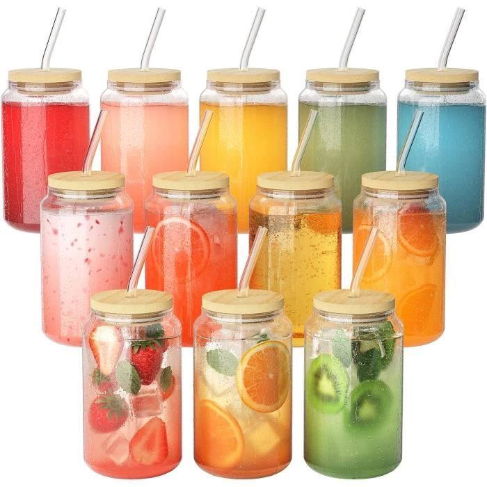 frechdachshund Verre à boisson en verre de 500 ml avec couvercle et paille, polyvalent pour boissons chaudes et froides, design DACKEL, réutilisable