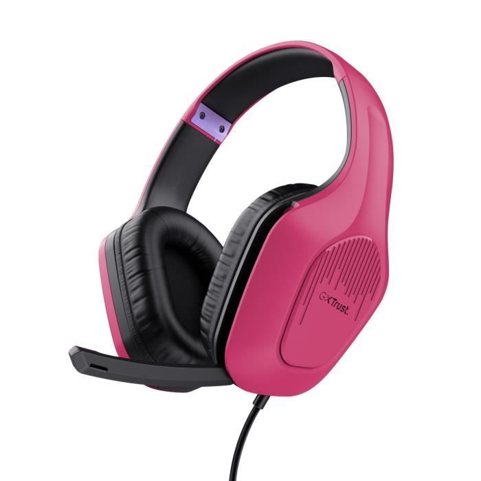 Trust Gaming GXT 415 Zirox Casque Gamer Filaire Léger pour PC, Xbox, PS4, PS5, Switch, Jack 3.5 mm, avec Micro - Rose