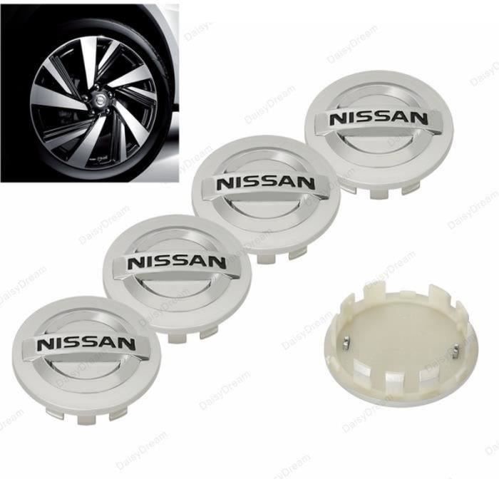 Lot de 4 centre de roue cache moyeu Remplacement pour Nissan 54mm Argent