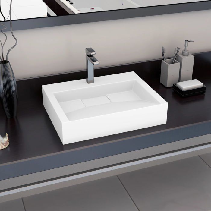 Lavabo de salle d'eau vasque à poser de toilette lave-mains de salle de bain lavabo de salle d'eau maison intérieur 53 x 40 cm marbre noir 02_0002816
