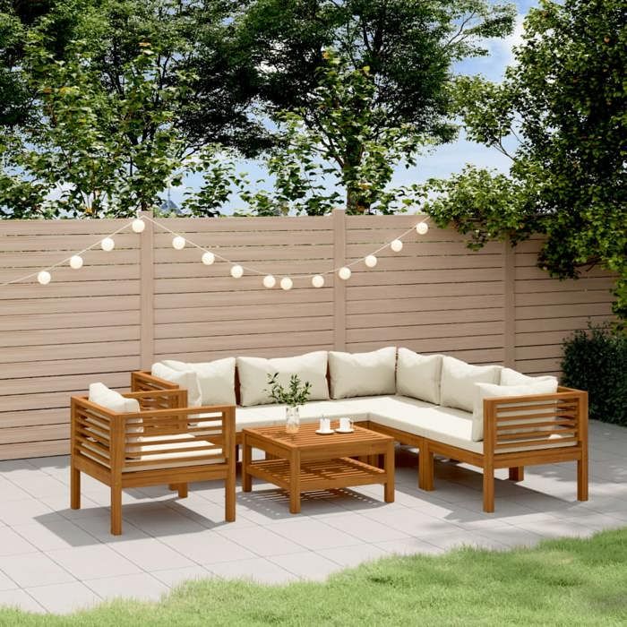 vidaXL Salon de jardin 7 pcs Acacia solide - vue 3