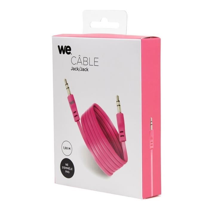 WE Câble Jack/Jack plat 1m50 fuschia