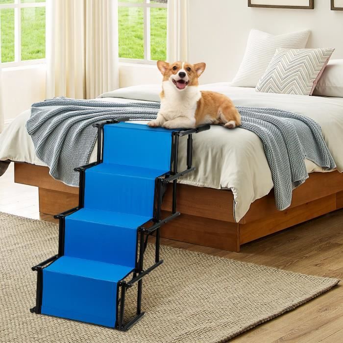 Meilleurs prix pour XUANYU 2 en 1 Rampe Pliable pour chien Escalier ,Réglable en hauteur Surface antidérapante pour lit canapé,Bleu