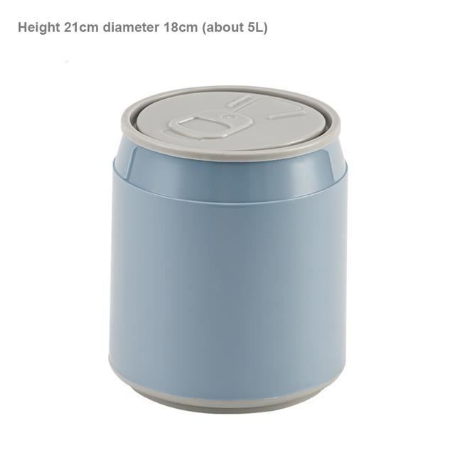 Lot De 2 Mini Poubelles Avec Couvercle - Bleue Et Blanche - Bureau Chambre Portable 16x13cm