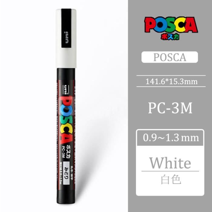Uni POSCA - 3 Marqueurs Blancs PC5M - Pointe Moyenne Conique - Marqueur  Peinture Base Eau - Tout Support - Papier Textile Verre bois - Cdiscount  Beaux-Arts et Loisirs créatifs