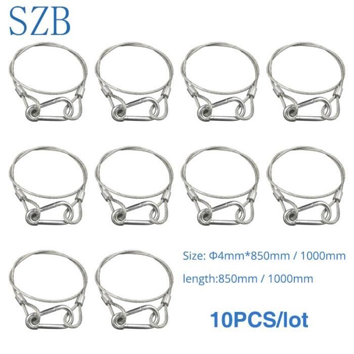 Lot De 3 Câbles De Sécurité Acier Gainés Noirs - 3.3 Pieds (1 Mètre) Pour éclairage Scénique