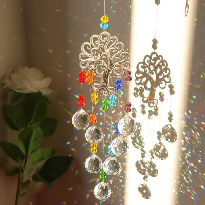 Lot De 9 Attrape-Soleil En Cristal HERZWILD - Décoration Fenêtre Et Jardin Arc-en-Ciel Scintillant