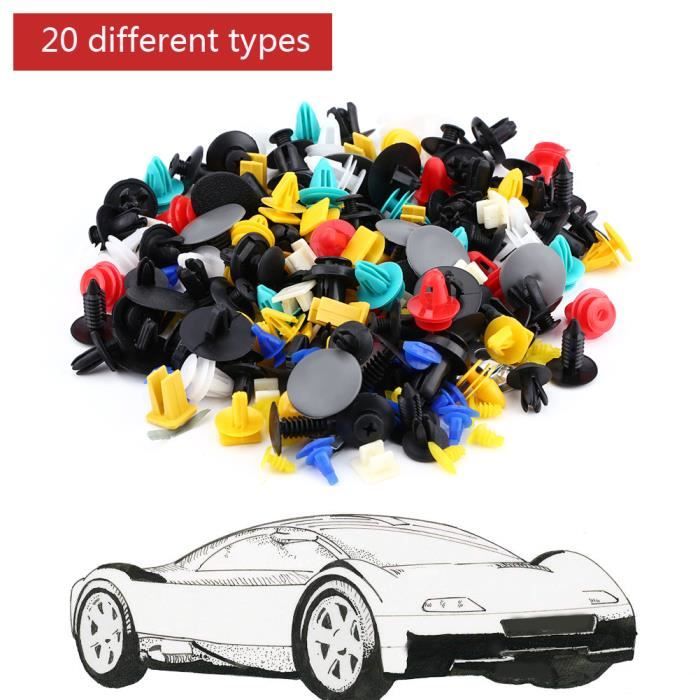 Lot De 100 Clips De Fixation Auto Universels - Nylon Noir