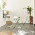 Salon de jardin bistrot pliable - Emilia rond vert de gris - Table Ø60cm avec deux chaises pliantes. acier thermolaqué-1