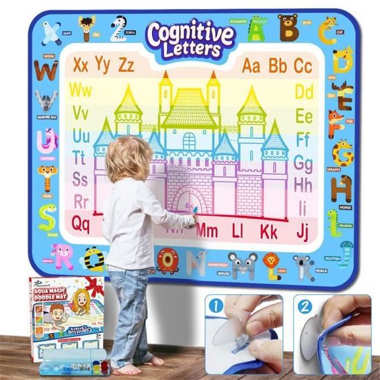 Tapis Dessin Eau,60 X 80cm Grand Tapis Aqua Eau Doodle,Tapis Réutilisable, Tapis Dessin Pour Enfant 2-5 Ans Cadeau Jouet Jeux Educatif Pour Cadeau Filles Et Garçons