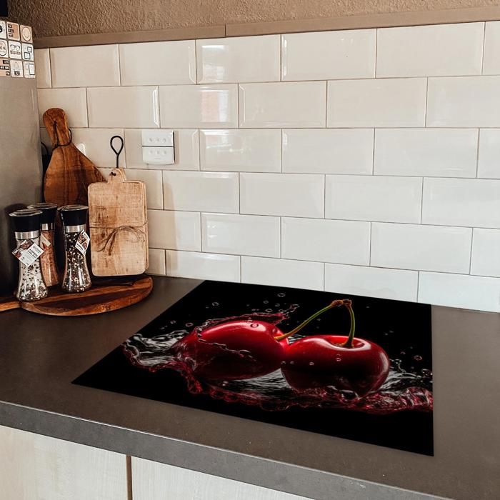 KitchenYeah© Protection Plaque Induction 57x51 Cm Marbre Luxe Blanc Or - Tapis De Cuisson Antidérapant Décoration Cuisine Élégante