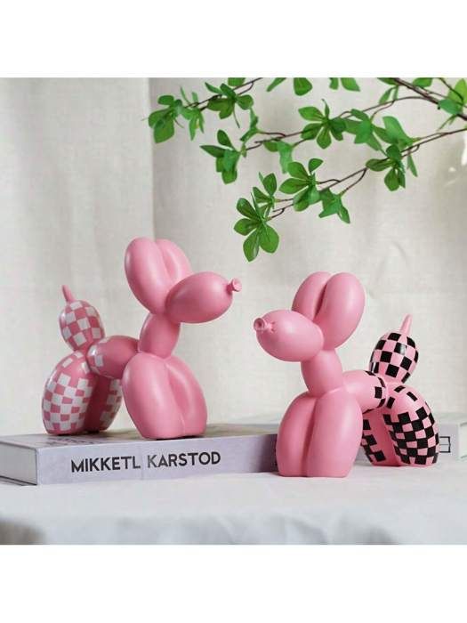 STATUETTE,Rouge--Statue abstraite de chien en forme de ballon