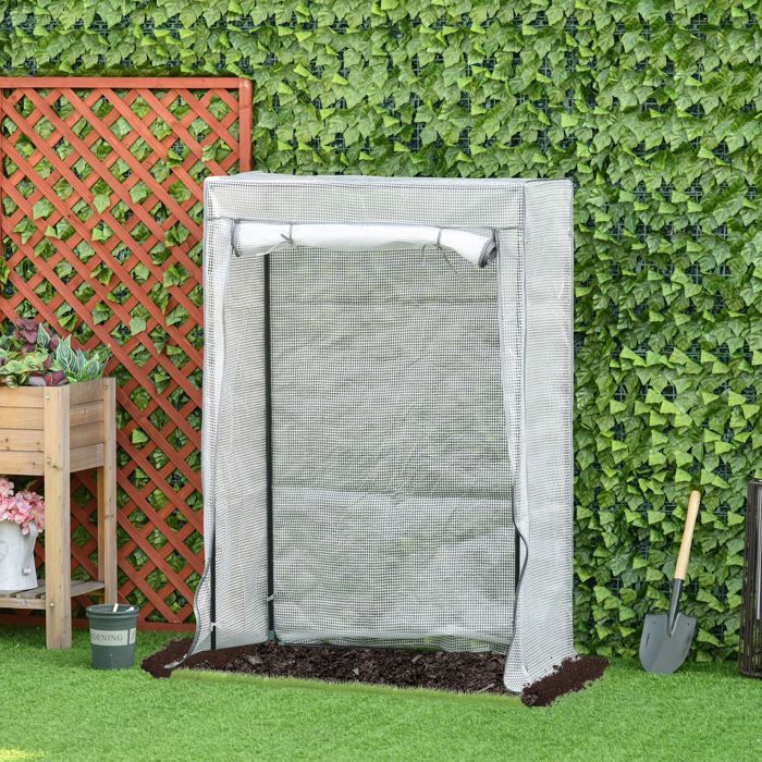 Serre De Jardin Tunnel 100x50x150 Cm - Bâche Transparente PE, Structure Acier, Porte Zippée - Pour Balcon, Terrasse, Potager