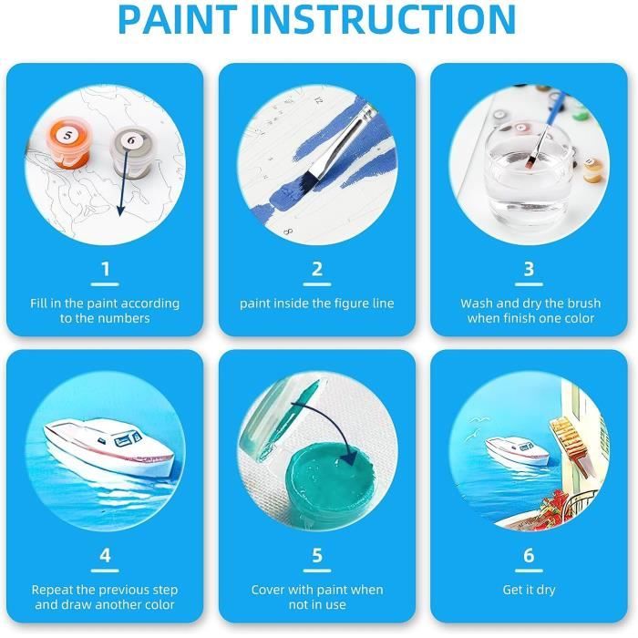 Kit DIY Peinture Paysage Kit Peinture Par Numéros Adulte O-Kinee - Paysage 40x50 Cm, Toile, Pinceaux, Peintures Acryliques Peintures Acryliques Non Toxiques