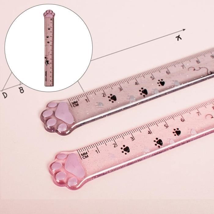 3 Règles 15cm Patte De Chat VONJUMA - Plastique Coloré, Mignon - Pour école, Bureau Ou Cadeau