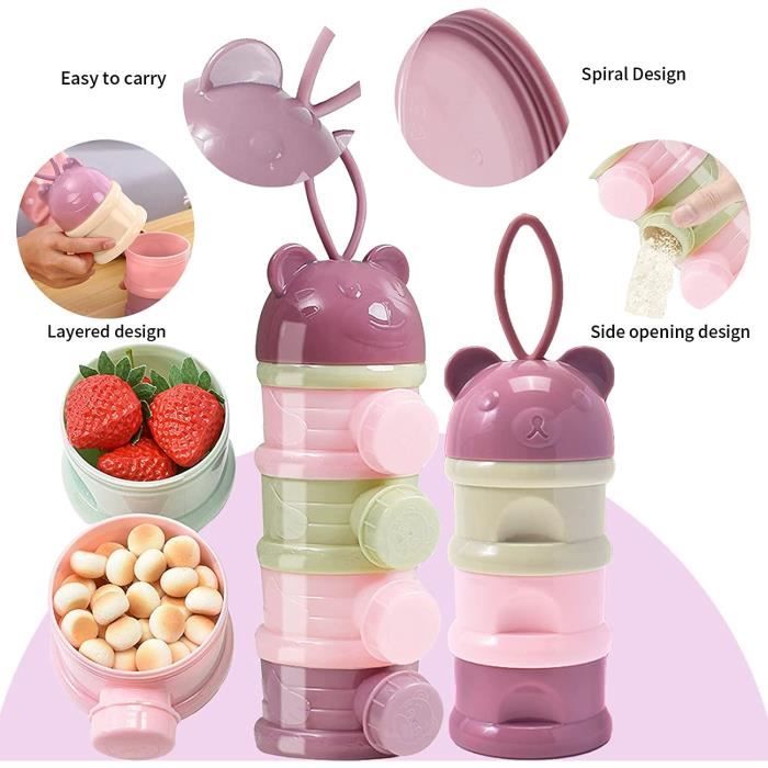Distributeur De Lait En Poudre 5 étages - Portable Et Empilable - 210x70 Mm - Pour Formule Bébé, Collations, Voyage Et Garderie