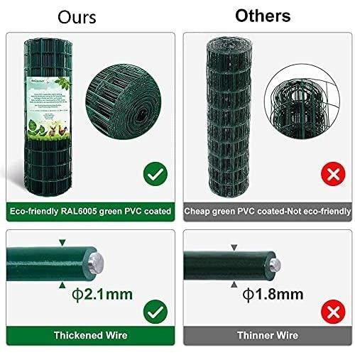 Grillage Plastifié Vert 1.22m X 25m - Mailles 50x100mm - Clôture Jardin Résidentielle PVC