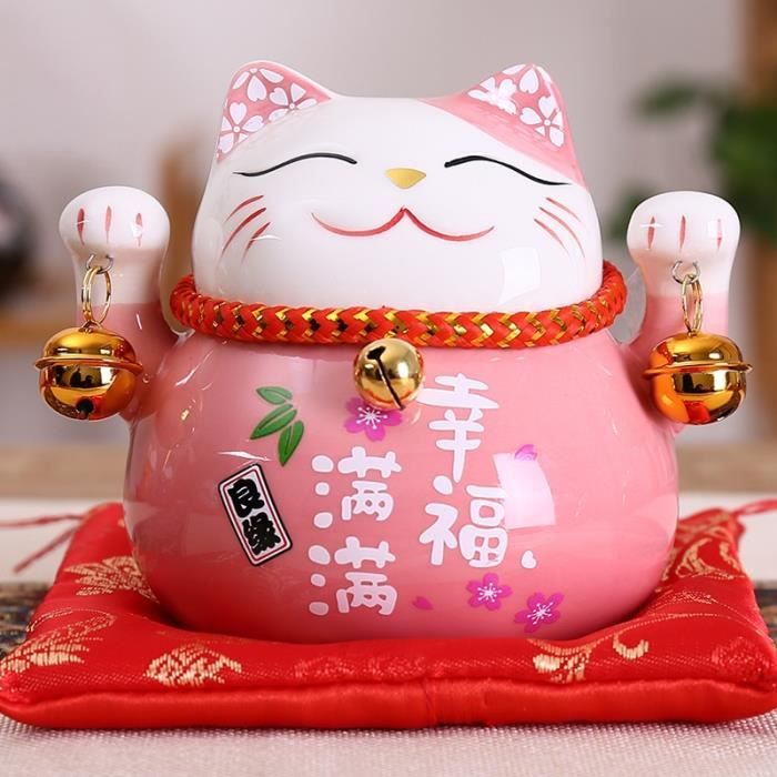 Statue deco,Statue de chat porte-bonheur Maneki Neko en céramique