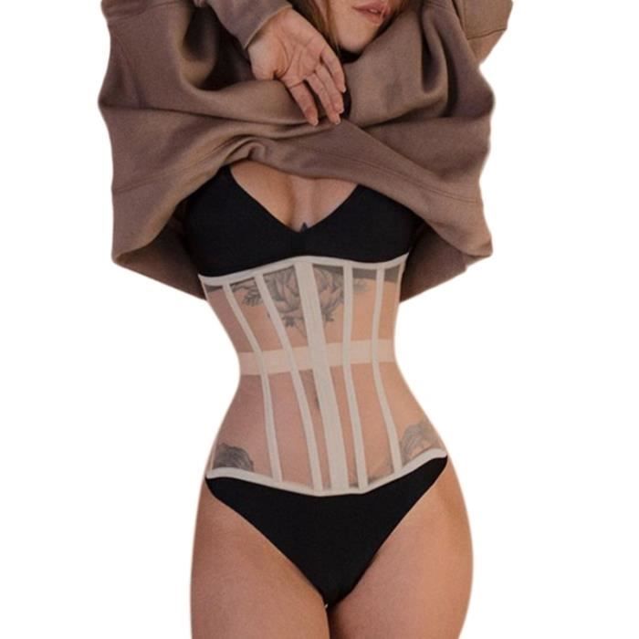 CEINTURE Sous poitrine en maille transparente pour femmes Corset Sexy croise Bandage a lacets ceinture Apricot E154 Blanc Cdiscount Pret a Porter
