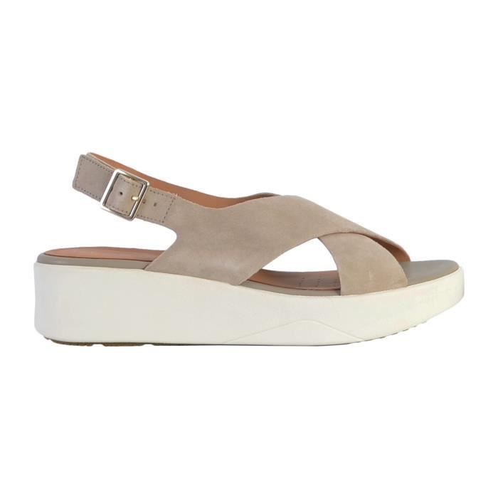 Sandales Femme - GEOX LaudAra - Talon Compensé - Fermeture Bride -  Confortable - Sable