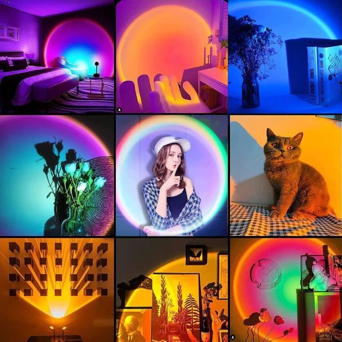 Lampe Coucher De Soleil 16 Couleurs - Projecteur USB Rotatif Pour Chambre Et Photographie