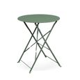 Salon de jardin bistrot pliable - Emilia rond vert de gris - Table Ø60cm avec deux chaises pliantes. acier thermolaqué-2