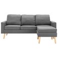 ❤Moderne Sofa Canapé de relaxation - Canapé droit fixe 3 places Mode - avec repose-pied Gris clair Tissu 😊79902-2