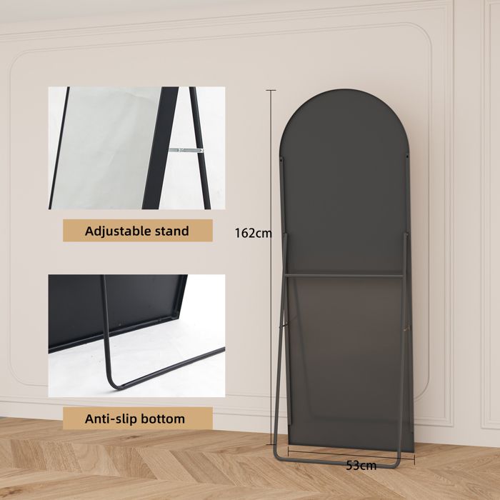 BONEWEI Miroir sur Pied 163 x 53 cm, Grand Miroir Arqué en Pleine Longueur avec Cadre en Aluminium Noir, Miroir Mural en Pleine Longueur Convient aux Chambres à Coucher, Entrée, Couloir, Vanité BONEWEI Miroir sur Pied 163 x 53 cm, Grand Miroir Arqué en Pleine Longueur avec Cadre en Aluminium Noir, Miroir Mural en Pleine Longueur Convient aux Chambres à Coucher, Entrée, Couloir, Vanité