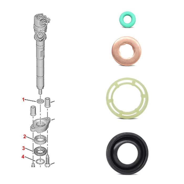 Joints Injecteurs Set Rondelles Injection Carburant 1.6 Diesel Euro 5 - Compatible Citroën Peugeot Ford Etc.