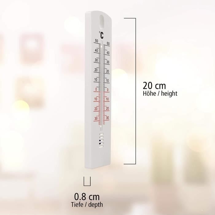 Thermomètre intérieur/extérieur en plastique 20cm