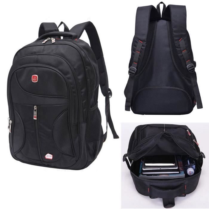 Sac à Dos Homme En Nylon – Résistant à L'eau, Pour Ordinateur Portable, Livre, école, Voyage – Noir (Neuf Sans étiquettes)