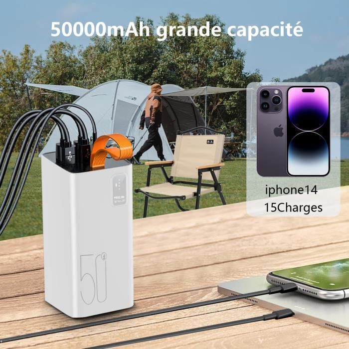Chargeur Manuel Power Bank - Chargeur à Manivelle D'extérieur Avec Lumière LED - Batterie Externe De Téléphone Portable Petite Et Légère - Chargeur à Manivelle Pour Chargement Via USB Pour L'extérieur