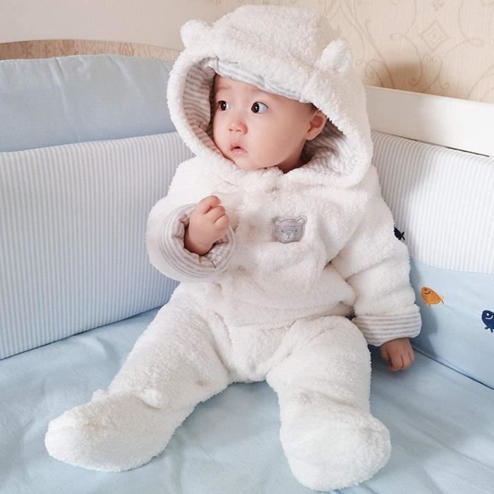 Bebe Combinaison De Neige Manteau a Capuche Hiver Footed Combinaisons Fleece Barboteuse Jumpsuit Blanc XL Blanc Cdiscount Pret a Porter