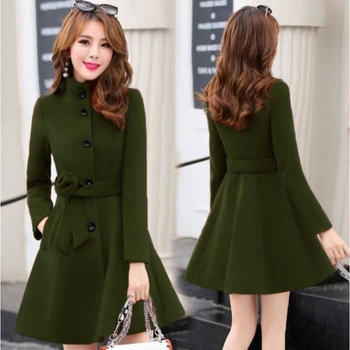 Manteau Robe en laine pour femme v tement chaud la mode Slim