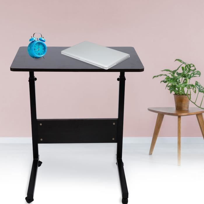 Table De Lit à Roulettes LANTUS - Bureau Debout Réglable Hauteur 58-90 Cm, Forme C Pliable 90° Pivot 360°, Robuste Pour Ordinateur Portable