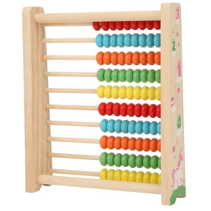 Boulier éducatif pour enfants – Cadre de comptage en bois à 10 rangées avec chiffres de 1 à 100 cartes – Enseigner le comptage, l'ajout et la soustraction, les manipulations mathématiques, jouets