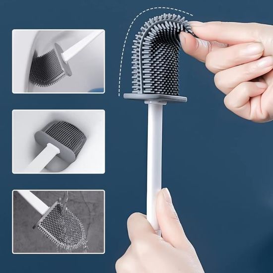 Acheter Brosse de toilette en Silicone 2 en 1, brosse de nettoyage de  toilettes avec Long manche, Base transparente pour le nettoyage des  accessoires de brosse